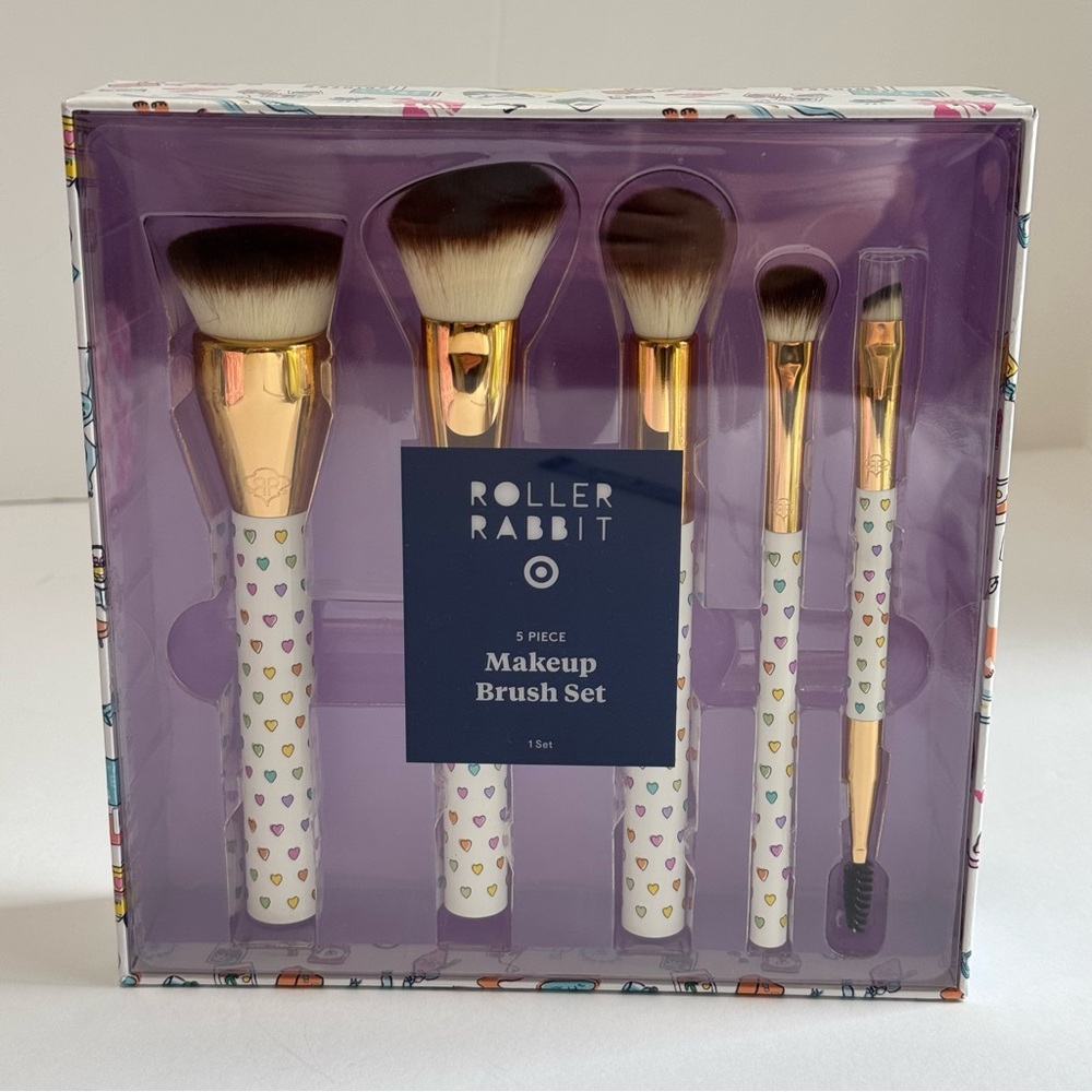Roller Rabbit x Target Disco Hearts Wave 5pc Makeup Brush Set NIB Limited Ed NWT